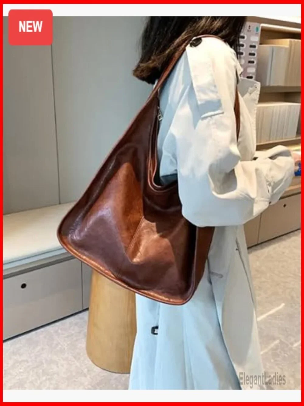 PU Leather Hobo Tote with Multiple Pockets for Work and Travel